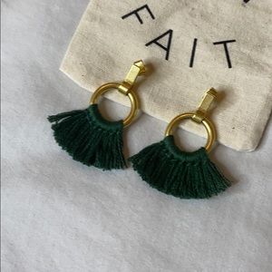 Madewell Green Tassel Earrings